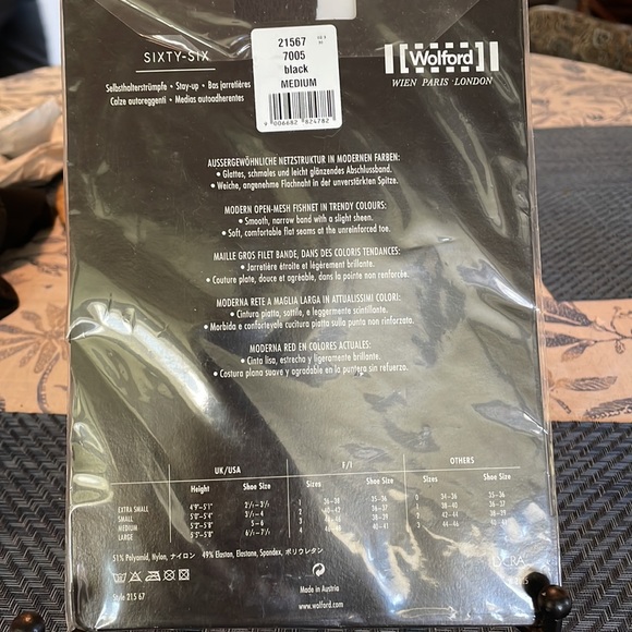 WOLFORD Black Fishnet Stay Up Thigh Hugh Stockings Medium - Picture 2 of 3